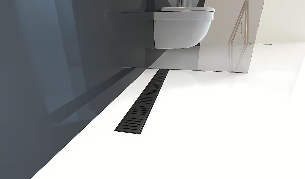 Odpływ liniowy Alca Apz10black Simple w kolorze czarny mat z rusztem