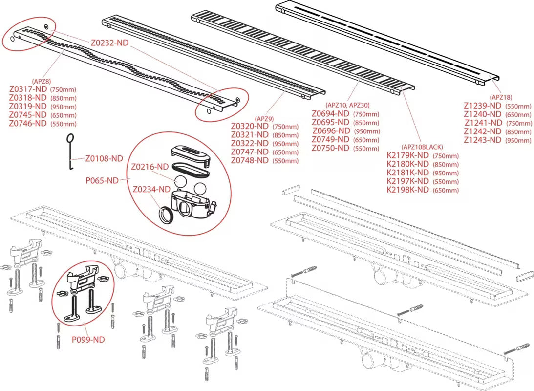 Odpływ liniowy Alca Apz10black Simple w kolorze czarny mat z rusztem