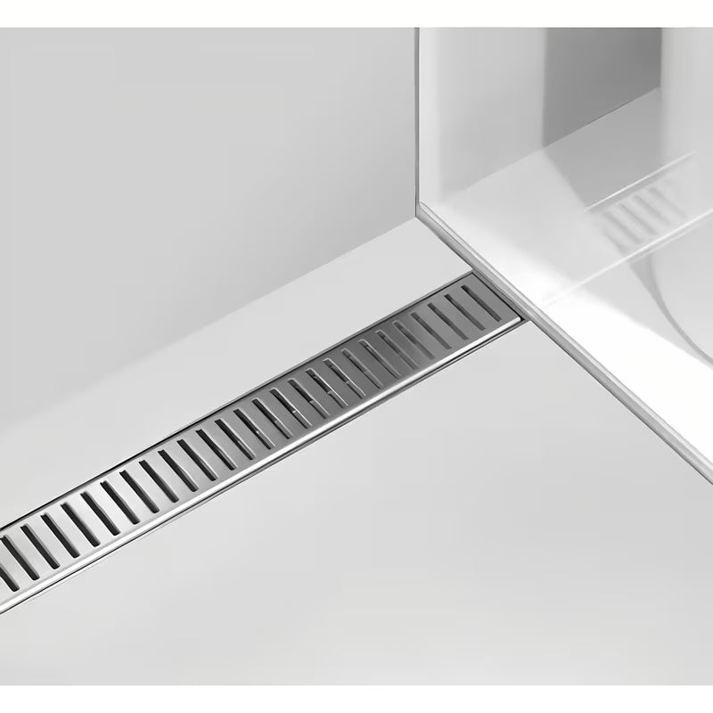 Stalowy odpływ liniowy Alca Chrome 95 cm pro odpływ prysznice do montażu w poziomie podłogi