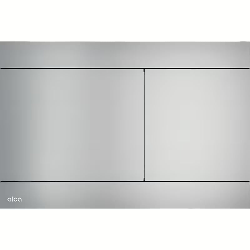 Przycisk spłukujący Alca Fun z serii Flat z wbudowanym mechanizmem ściennym i powłoką Anti-fingerprint.