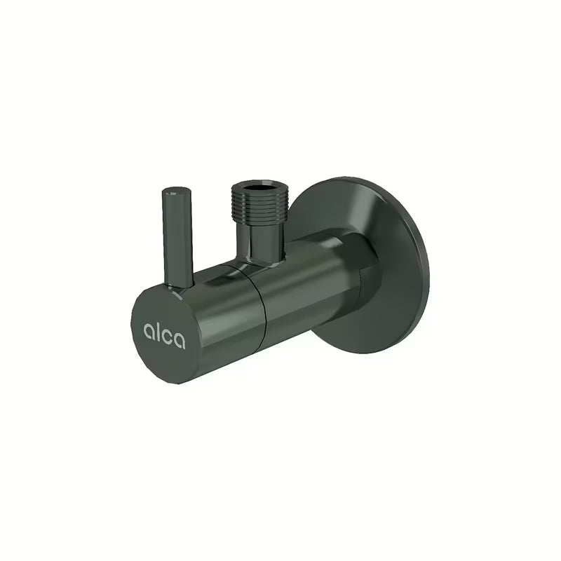 Zawór kątowy Alca Individual z filtrem w wykończeniu gun metal połysk pro do montażu natynkowego
