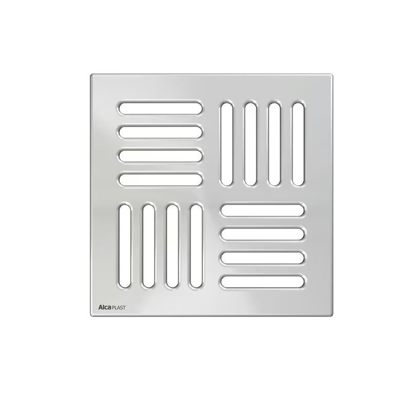 Wpust podłogowy Alca pro ramka 150×150 mm z pełnym rusztem ze stali nierdzewnej