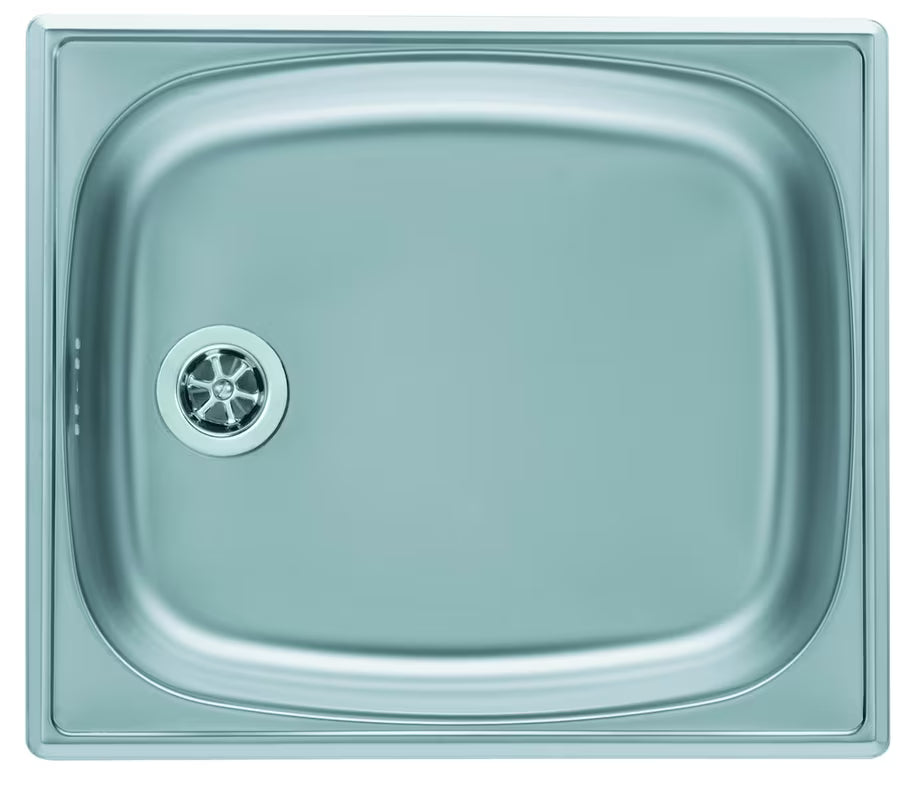 Stalowy zlewozmywak wpuszczany zlewozmywak Alveus Basic 10 bez ociekacza, z przelewem i odpływem sitkowym