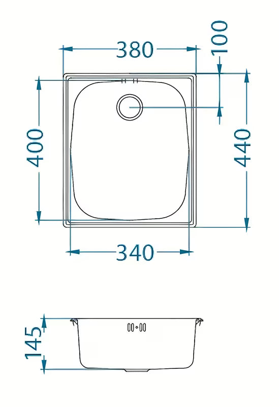 Stalowy zlewozmywak wpuszczany zlewozmywak Alveus Basic 10 bez ociekacza, z przelewem i odpływem sitkowym
