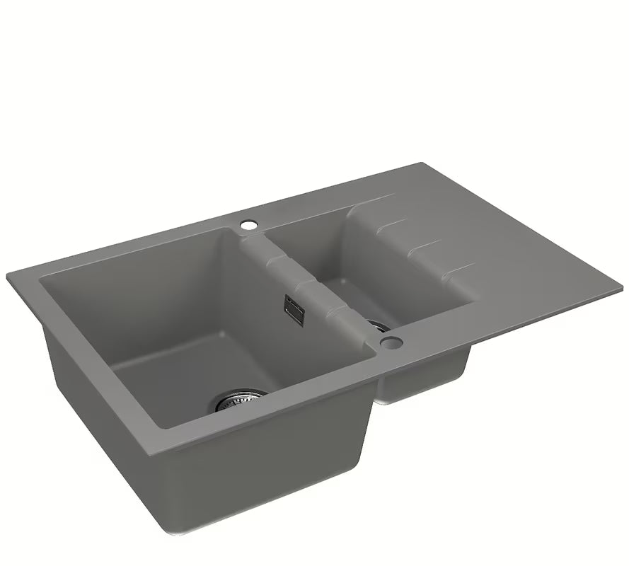 Granitowy zlewozmywak Alveus Cadit 70 / 81 z brodzikiem i ociekaczem w kolorze beton