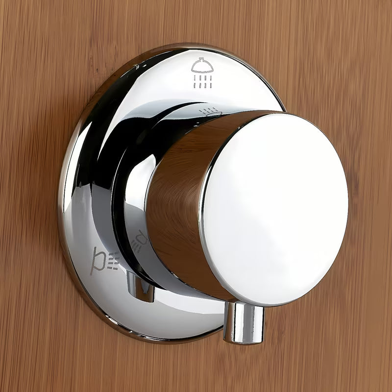 Panel prysznicowy z hydromasażem Anima Bamboo Shower z bambusa z deszczownicą, słuchawką prysznicową i dyszami masującymi.