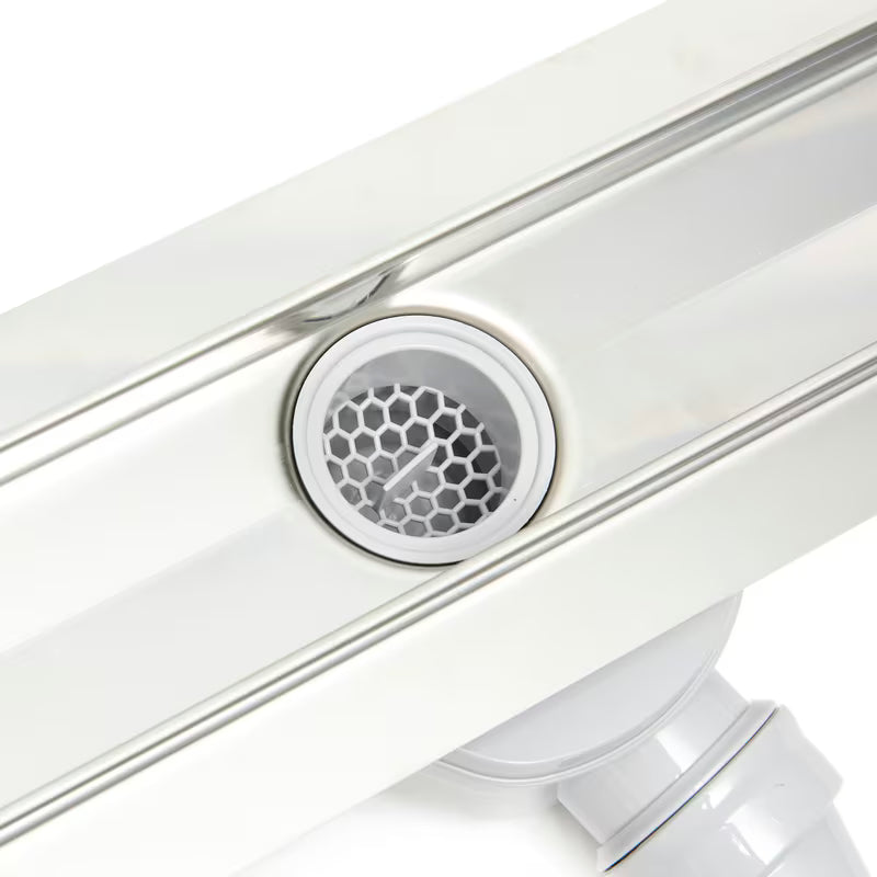 Odpływ liniowy Anima 70 cm w wykończeniu chrome z rusztem 65 cm i syfonem DN40