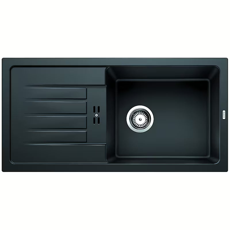 Czarny granitowy zlewozmywak Blanco Avum XL 6 S z ociekaczem pro montaż nablatowy