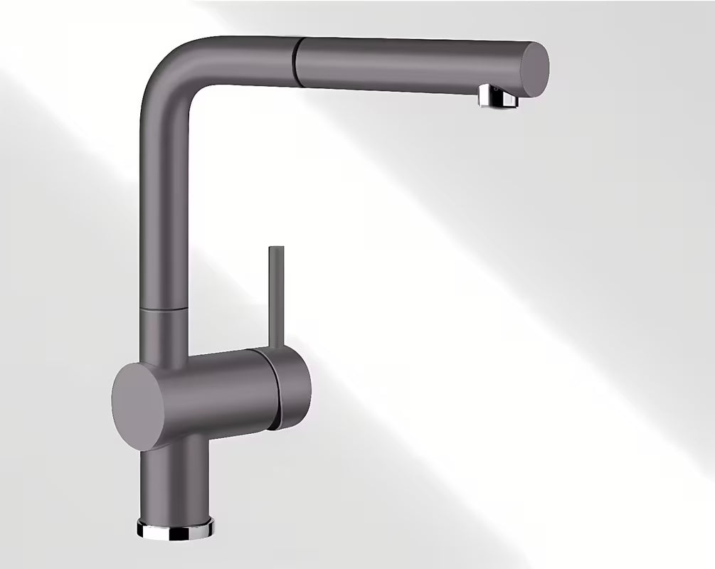 Blanco Linus - S bateria zlewozmywakowa z wyciąganą wylewką w kolorze szara skała, Silgranit-look