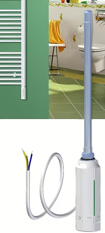Biała grzałka elektryczna do grzejnika Elvl pro do zastosowania w łazience