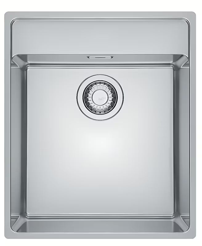 Stalowy zlewozmywak kuchenny zlewozmywak jednokomorowy Franke Maris pro montaż na równi z blatem z ukrytym przelewem