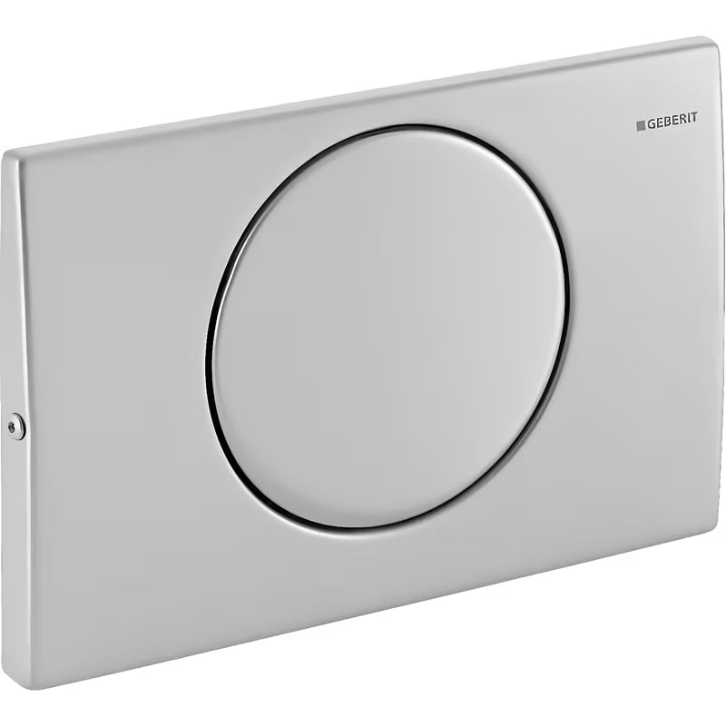 Przycisk spłukujący Geberit Delta10 w wykończeniu szczotkowanym pro spłukiwanie MISKA wc Start/Stop.