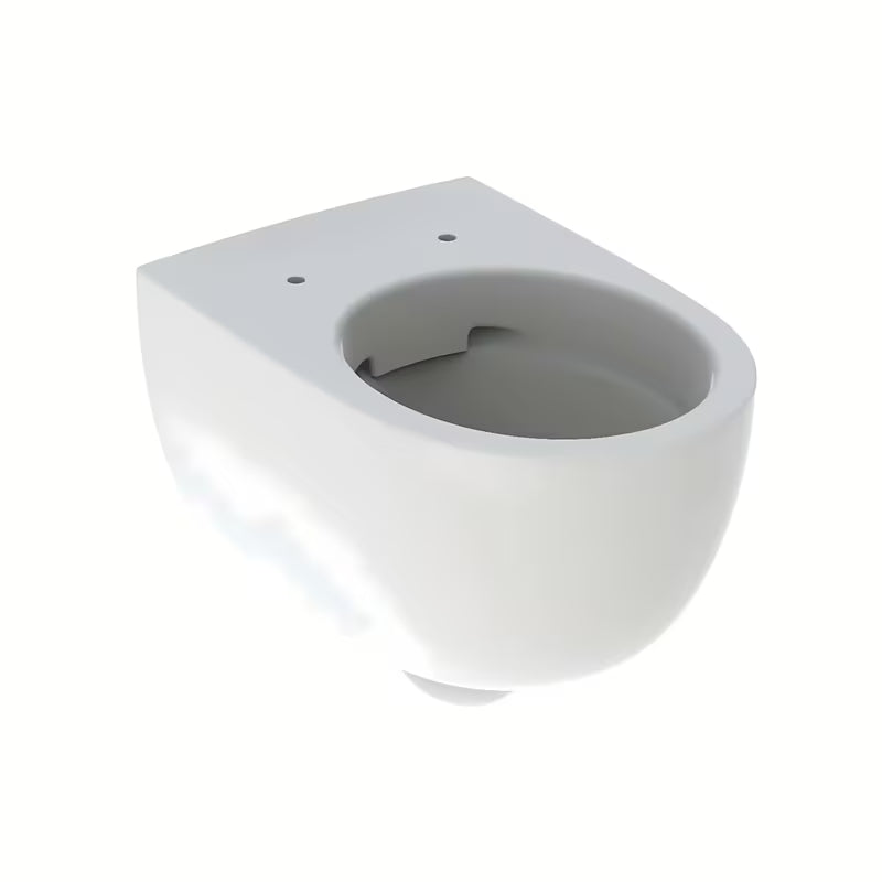 Białe miska WC wisząca Geberit Selnova bez układu spłukującego z ukrytym mocowaniem.