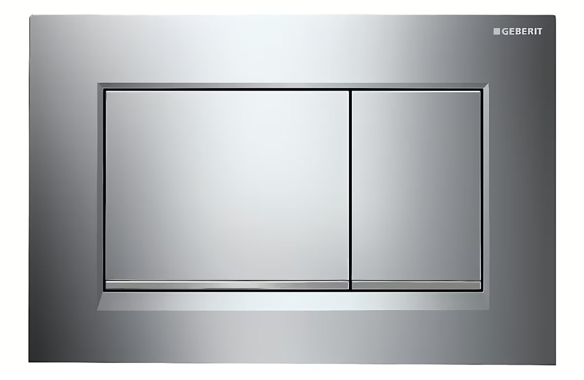 Przycisk spłukujący Geberit Sigma30 w wykończeniu chrom połysk z matowym paskiem pro do stelaży podtynkowych Sigma