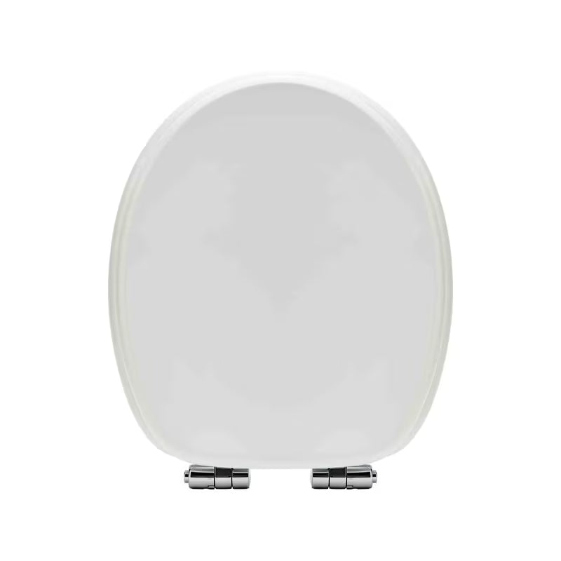Biała DESKA sedesowa Glacera z MDF z technologią soft Close i mosiężnymi zawiasami