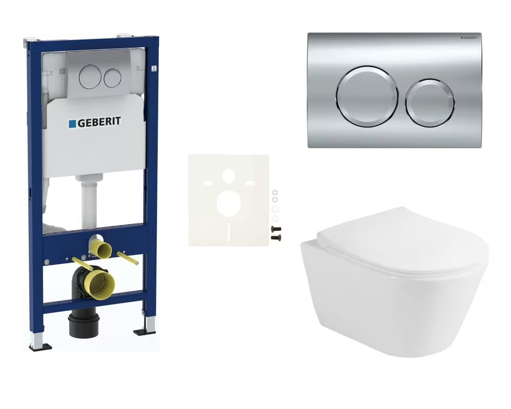 Zestaw WC podtynkowy Glacera Ava z modułem Geberit Duofix, deską duroplastową z soft Close i chromowanym przyciskiem