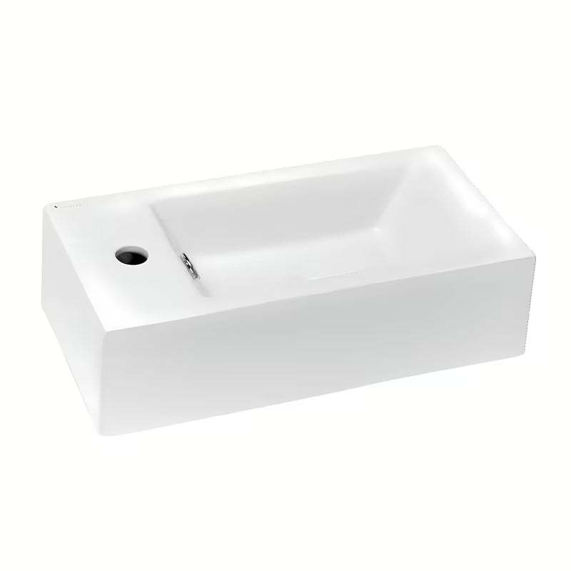 Biała ceramiczna mała umywalka Glacera Bigio 50 x 25 cm z otworem na baterię po lewej stronie