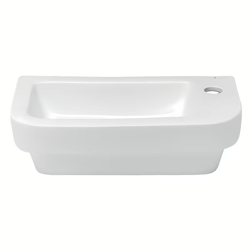 Biała ceramiczna mała umywalka Glacera Project 45x24 cm z otworem na baterię po prawej stronie