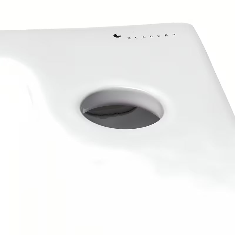 Biała ceramiczna mała umywalka Glacera Project 45x24 cm z otworem na baterię po prawej stronie