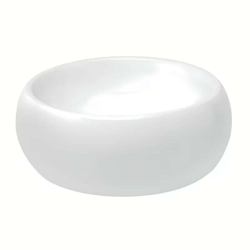 Okrągła biała ceramiczna umywalka nablatowa Glacera Vallone bez przelewu