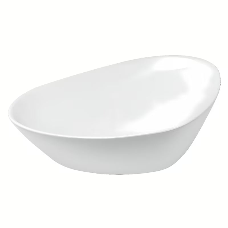 Biała ceramiczna umywalka nablatowa Glacera Vallone bez przelewu o wymiarach 58,5x38,5 cm.