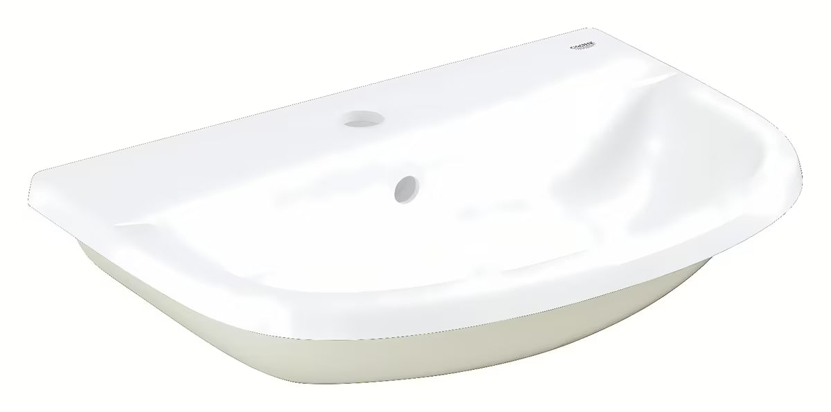 Umywalka wpuszczana W Blat Grohe Bau Ceramic 55 w kolorze alpine white, z przelewem i otworem na baterię pro