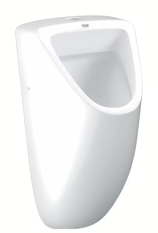 Biały pisuar Grohe Bau Ceramic z doprowadzeniem od góry w wykończeniu Alpine White