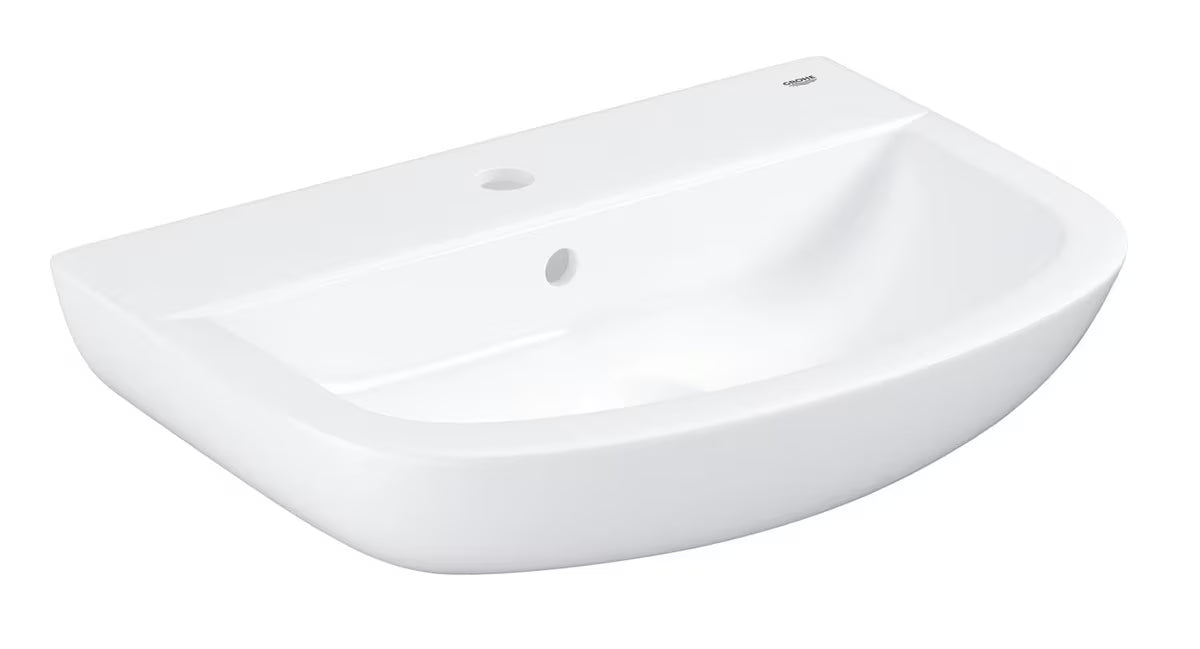 Umywalka wisząca Grohe Bau Ceramic 55 w kolorze białym Alpine White z otworem pro baterię i przelewem