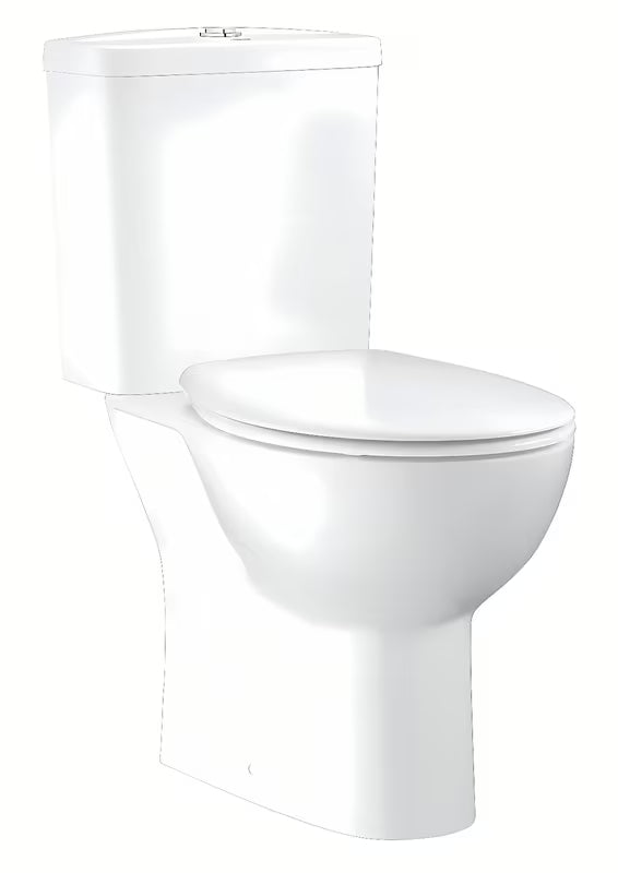Grohe Bau Ceramic miska WC stojąca kompakt Rimless z odpływem poziomym, zbiornikiem i deską MISKA wc w kolorze alpine-white