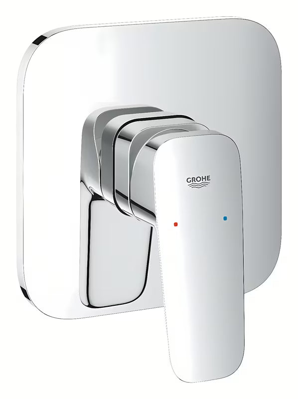 Grohe Cubeo podtynkowa bateria prysznicowa w błyszczącym chromie z metalowym panelem i dźwignią