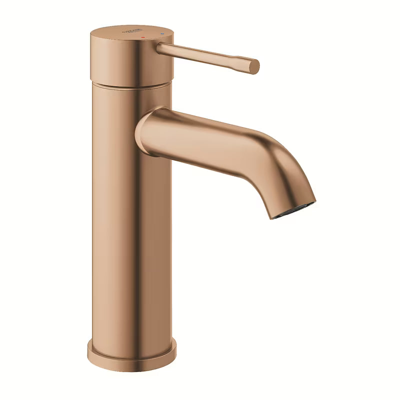 Bateria umywalkowa jednouchwytowa Grohe Essence New z wysoką wylewką w wykończeniu brushed warm sunset.