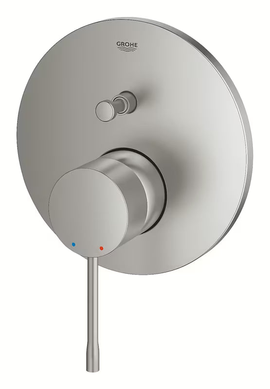 Podtynkowa bateria prysznicowa Grohe Essence New w wykończeniu supersteel z dźwignią i 2-kierunkowym przełącznikiem.