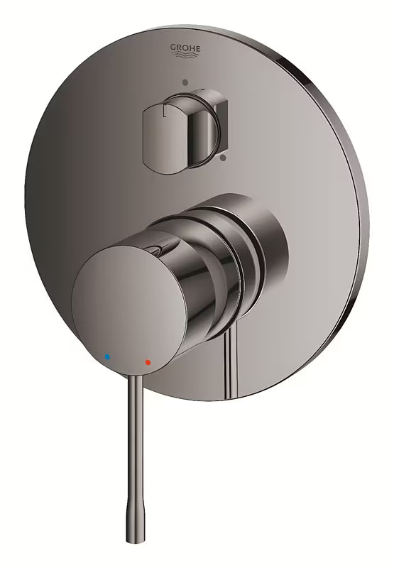 Podtynkowa jednouchwytowa prysznicowa/bateria wannowa Grohe Essence New w wykończeniu Hard Graphite z 3-drożnym przełącznikiem.