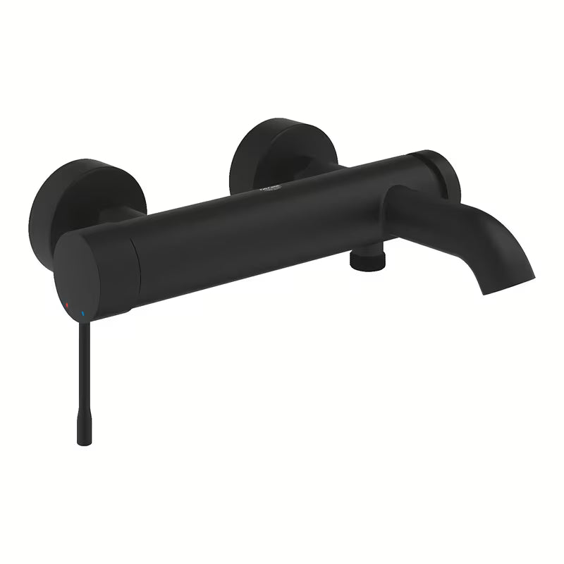 Ścienna jednouchwytowa bateria wannowa Grohe Essence New w matowym kolorze phantom black