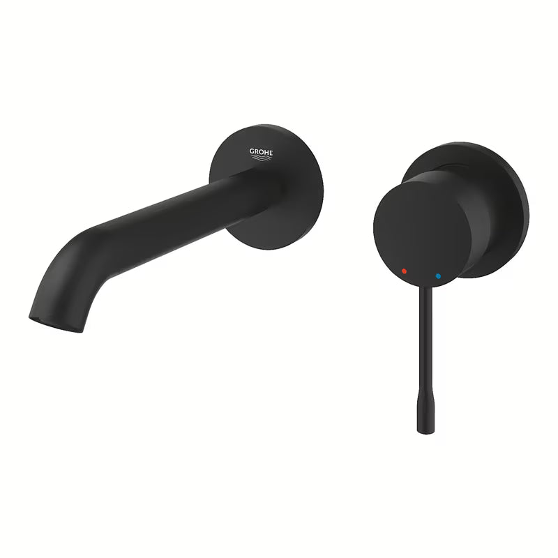 Grohe Essence New podtynkowa bateria umywalkowa ścienna w kolorze phantom black z dźwignią i rozetą