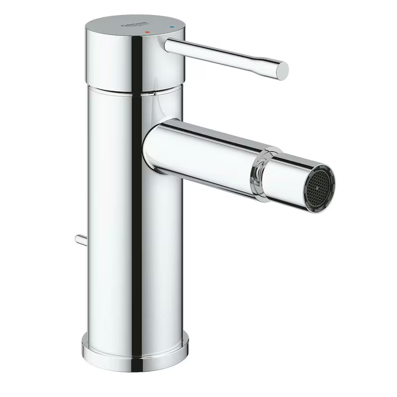 Chromowana jednouchwytowa bateria bidetowa Grohe Essence New z odpływem i przegubowym perlatorem