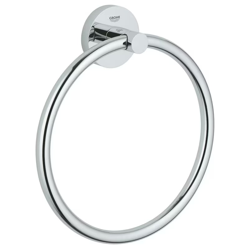 Chromowany wieszak pierścieniowy na ręcznik Grohe Essentials z ukrytym mocowaniem i powłoką Grohe StarLight