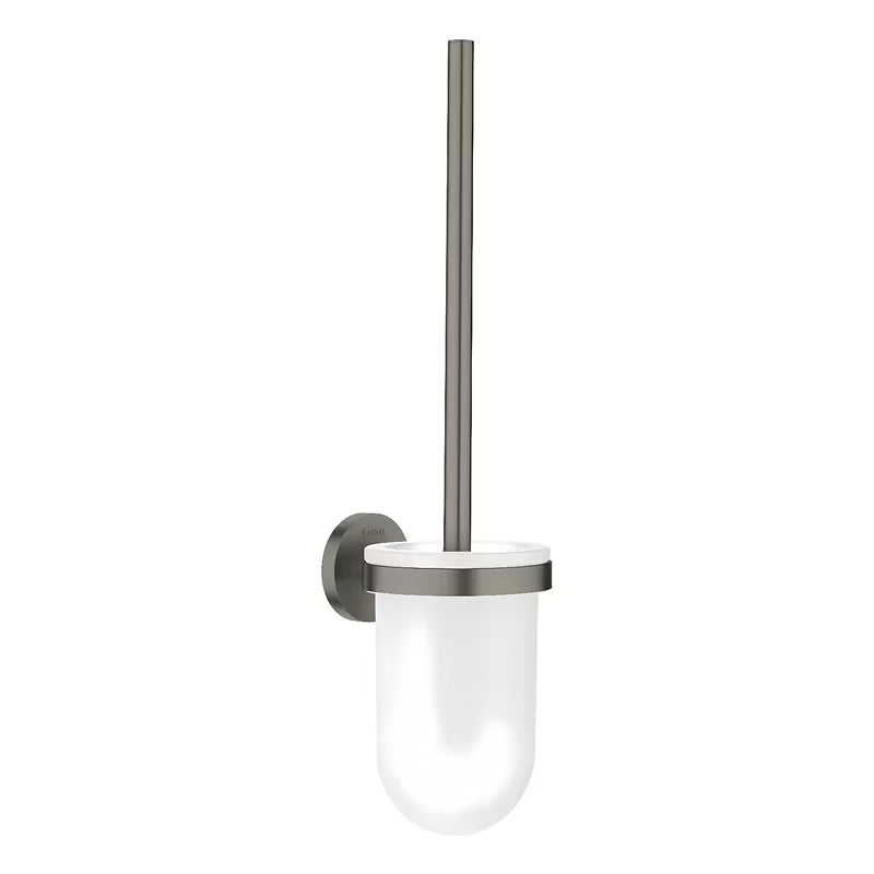 Zestaw SZCZOTKI do Wc Grohe Essentials w wykończeniu Brushed Hard Graphite z uchwytem do montażu ściennego z ukrytym mocowaniem.