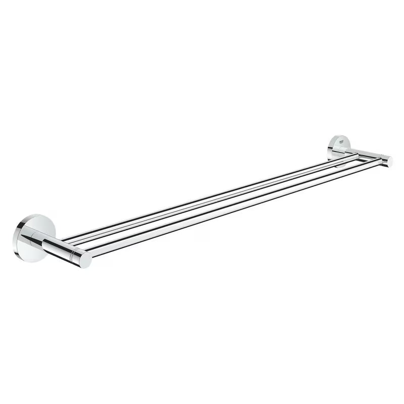 Podwójny chromowany uchwyt na ręczniki Grohe Essentials z ukrytym mocowaniem ściennym