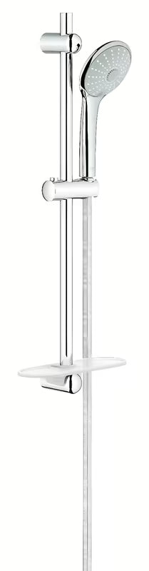 Chromowany zestaw prysznicowy Grohe Euphoria 110 Massage z prysznicem ręcznym, drążkiem, wężem i półką