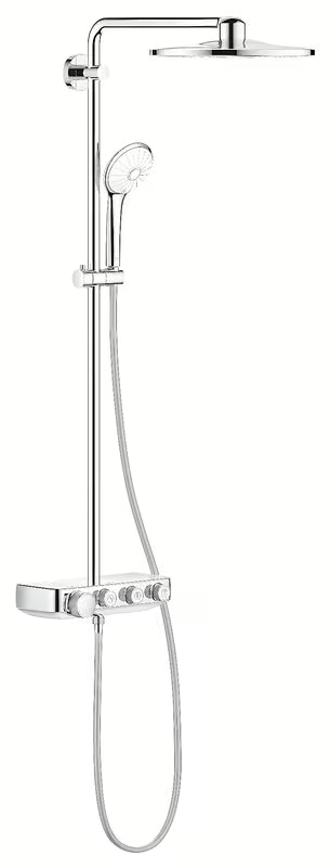 Chromowy system prysznicowy Grohe Euphoria smartcontrol z termostatem, deszczownicą i słuchawką prysznicową