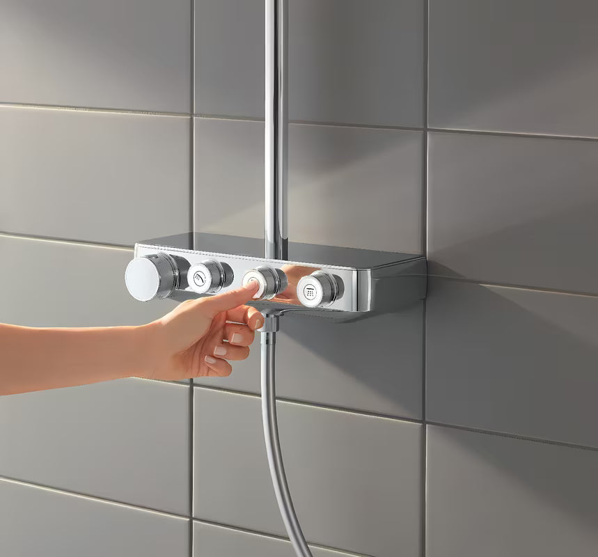 Chromowany system prysznicowy Grohe Euphoria smartcontrol z termostatem, deszczownicą 310 mm i słuchawką prysznicową