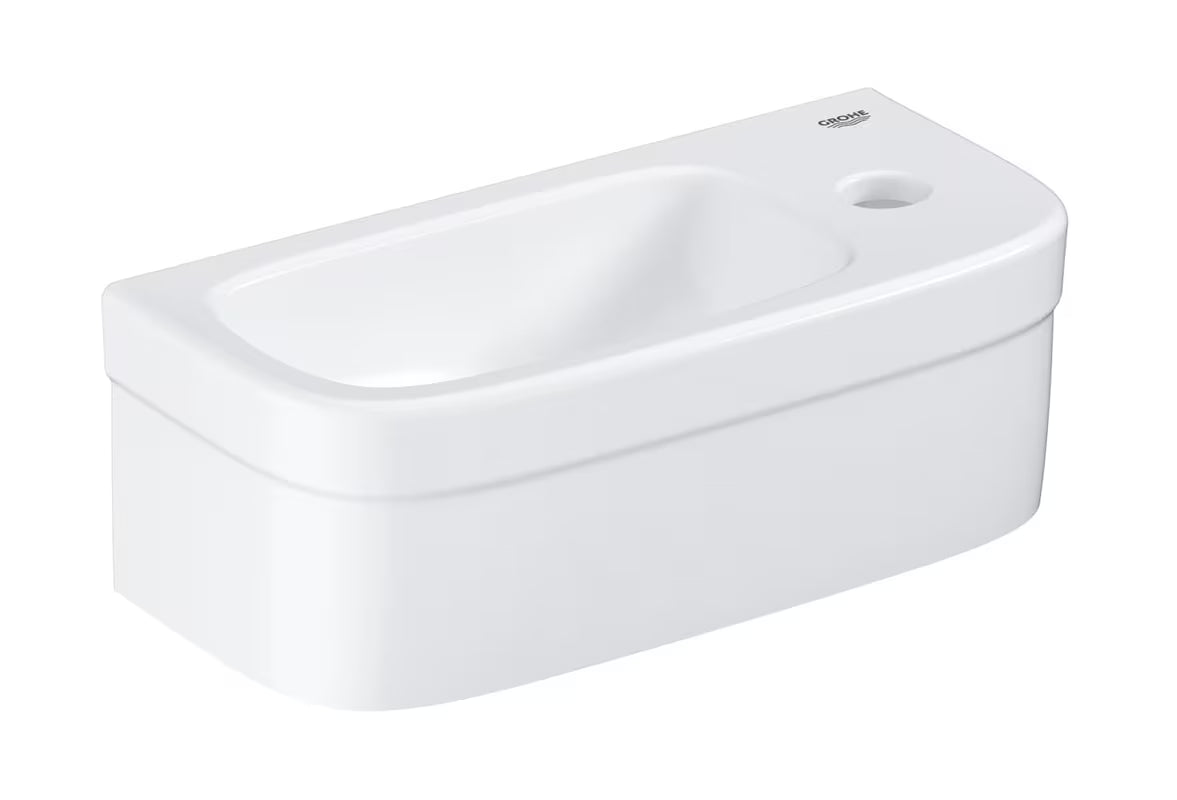 Wiszące mała umywalka Grohe Euro Ceramic 370x180 mm z białej ceramiki z otworem na baterię