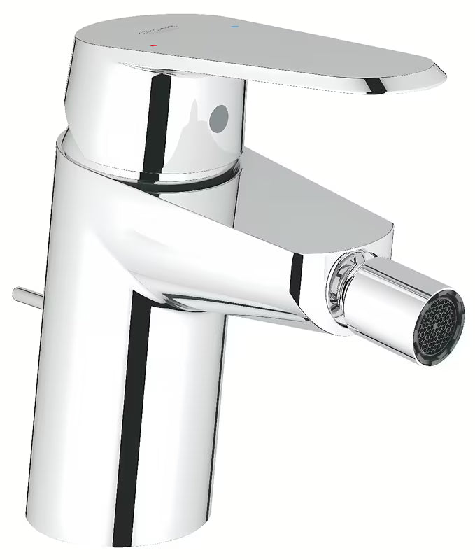 Chromowana bateria bidetowa Grohe Eurodisc Cosmopolitan z odpływem i przegubowym perlatorem