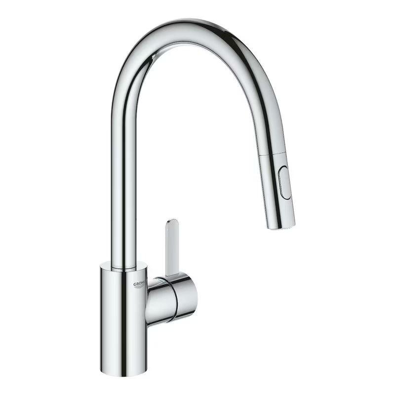 Chromowana bateria zlewozmywakowa Grohe Eurosmart Cosmopolitan z wysoką obrotową wylewką i wyciąganą wylewką prysznicową