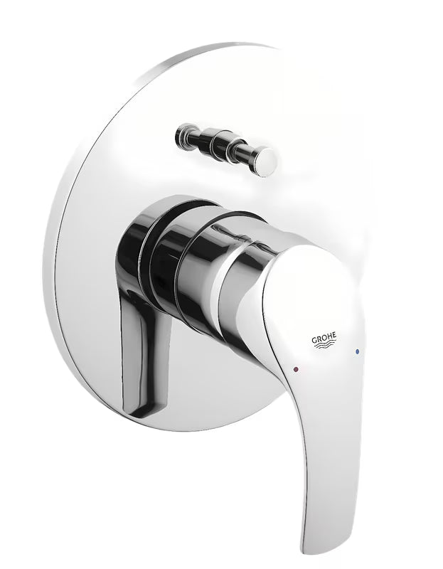 Podtynkowa kabina prysznicowa i bateria wannowa Grohe Eurosmart New w wykończeniu chrom.