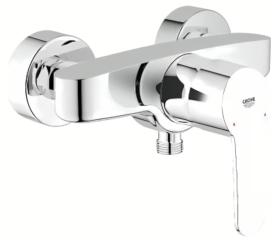 Chromowana ścienna jednouchwytowa bateria prysznicowa Grohe Eurostyle Cosmopolitan z technologią Grohe SilkMove