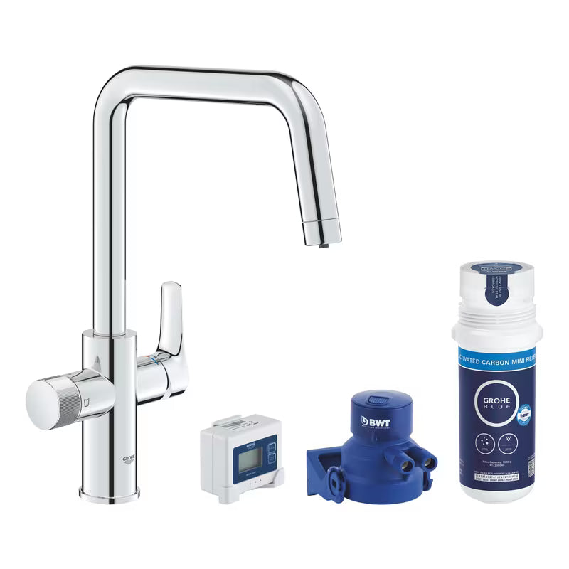 Chromowana bateria zlewozmywakowa Grohe Blue Pure 2022 z oddzielną dźwignią pro filtrowanej wody