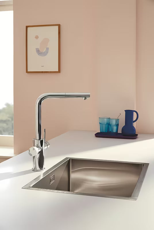 Grohe Blue Pure 2022 jednouchwytowa bateria zlewozmywakowa z funkcją filtracji w chromie