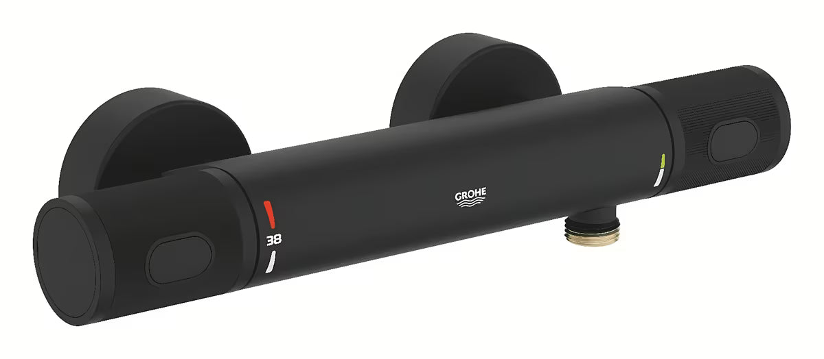 Termostatyczna ścienna bateria prysznicowa Grohe w kolorze phantom black